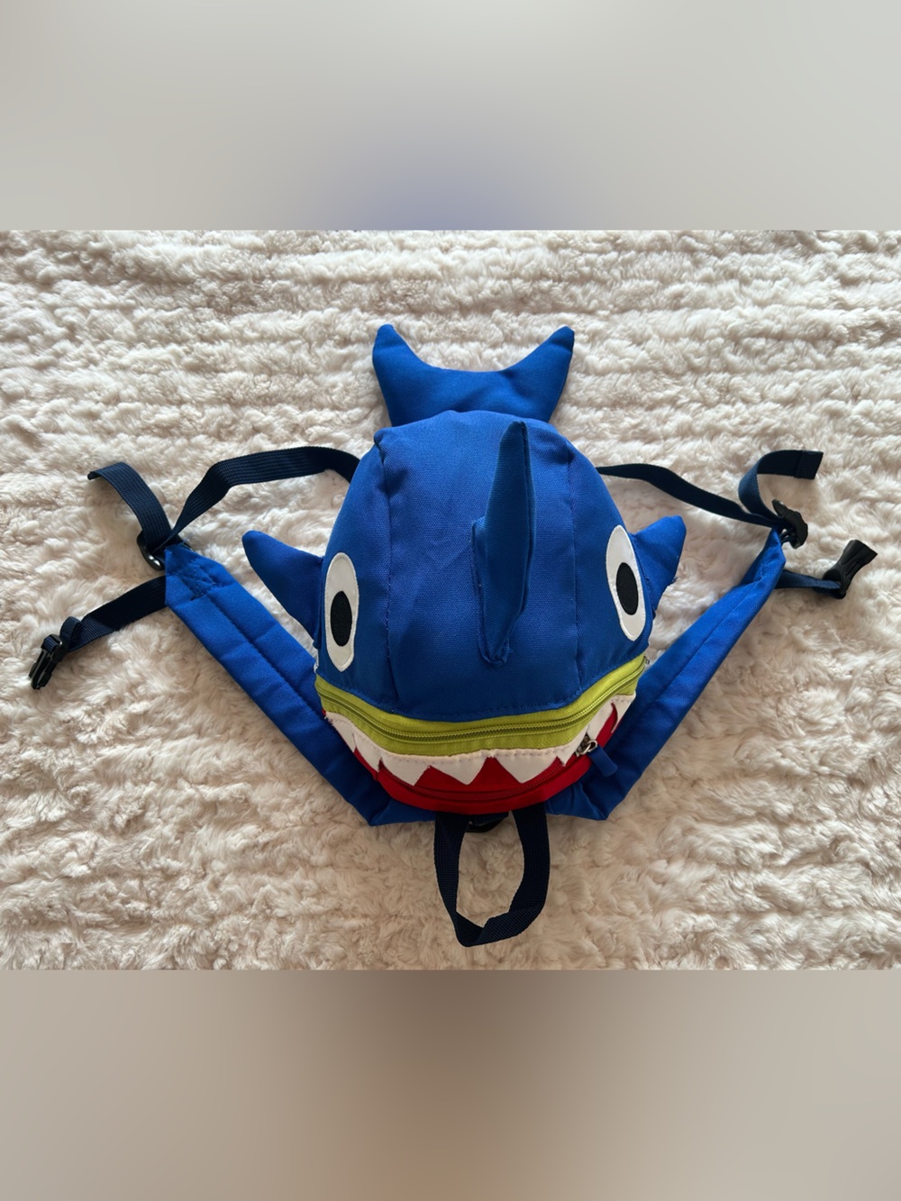 Kids Blue Shark Backpack with Bite-Zip